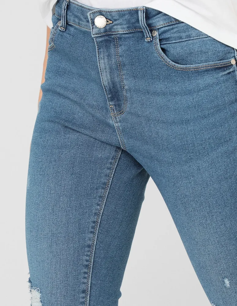 Jeans skinny Only lavado destruido corte cintura para mujer