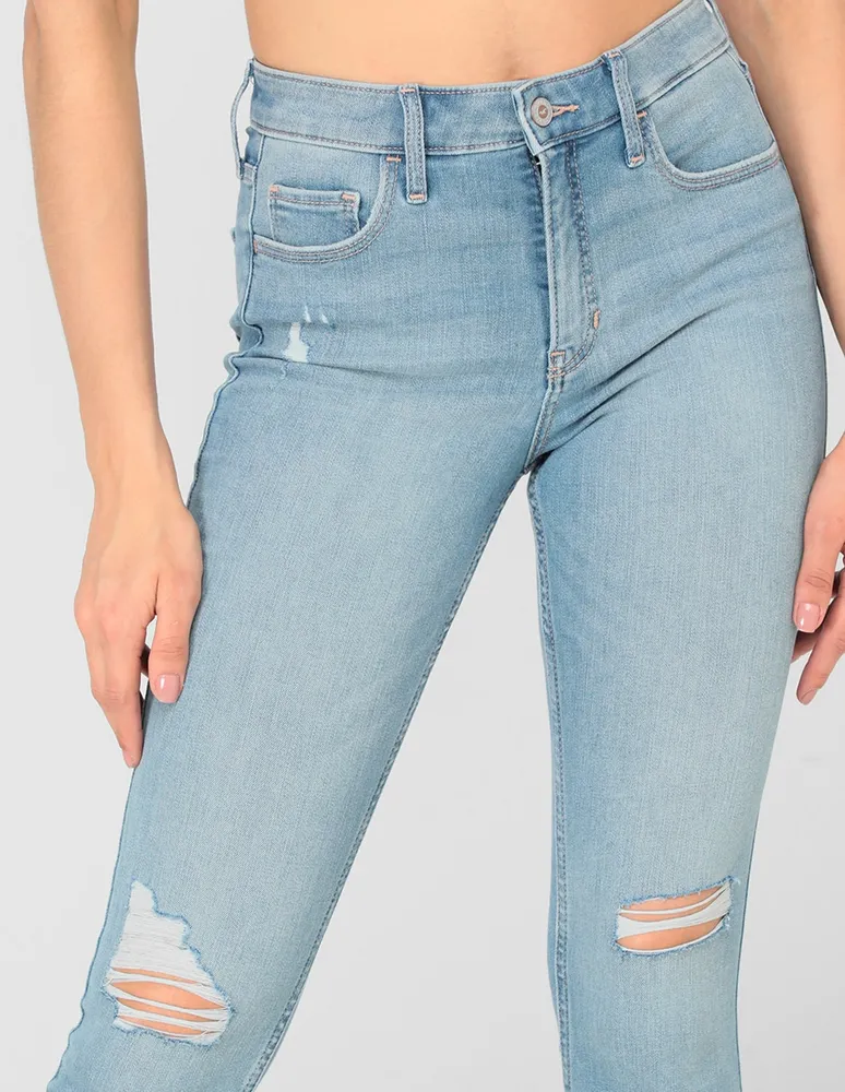 HOLLISTER Jeans skinny Hollister lavado medio corte cintura alta para mujer