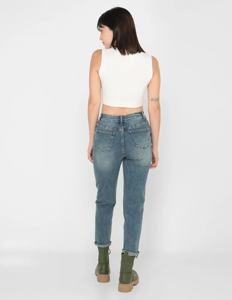 Jeans skinny That's It lavado desgastado corte cintura para mujer