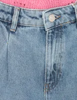 Jeans mom ONLY deslavado corte cintura para mujer