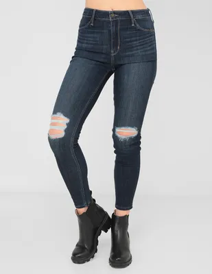 Jeans skinny Hollister Ki355-2336-277 lavado destruido corte cintura para mujer