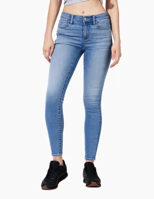 Jeans skinny American Eagle deslavado corte cadera para mujer