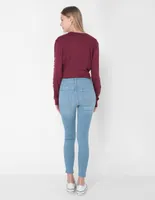 Jeans super skinny Hollister lavado claro corte cintura para mujer