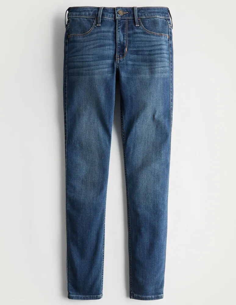 Jeans skinny Hollister deslavado corte cintura para mujer