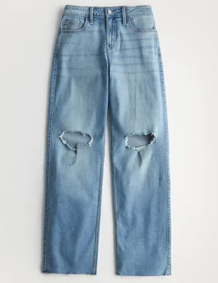 Jeans skinny Hollister lavado destruido corte cintura alta para mujer