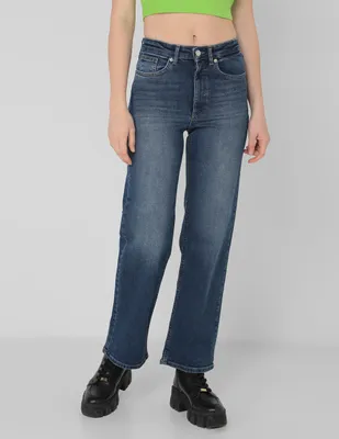 Jeans straight ONLY corte cintura para mujer