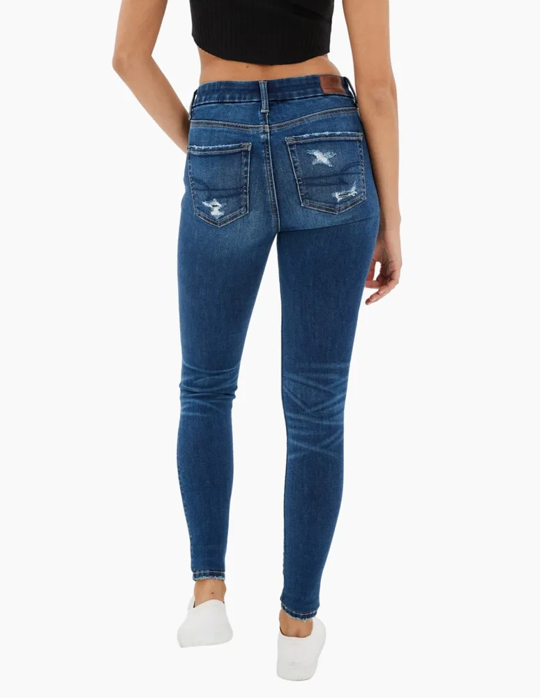 Jeans skinny American Eagle deslavado corte cintura para mujer