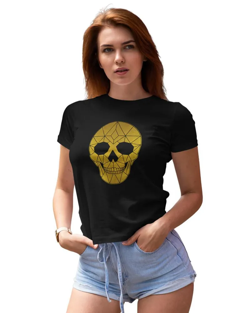 Playera manga corta Tlatoani Calavera cuello redondo para mujer