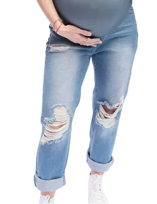 Jeans mom MÜM lavado medio corte cadera para mujer