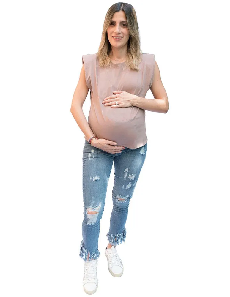 Jeans skinny MÜM lavado medio corte cadera para mujer