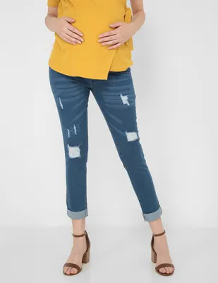 Jeans skinny One To Nine lavado destruido corte cintura alta para mujer