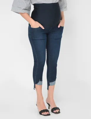 Jeans de maternidad skinny One to Nine M186 lavado medio corte cintura para mujer