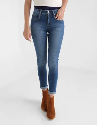 Jeans skinny Studio F lavado claro corte cadera para mujer