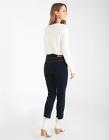 Jeans skinny Studio F lavado obscuro corte cadera para mujer