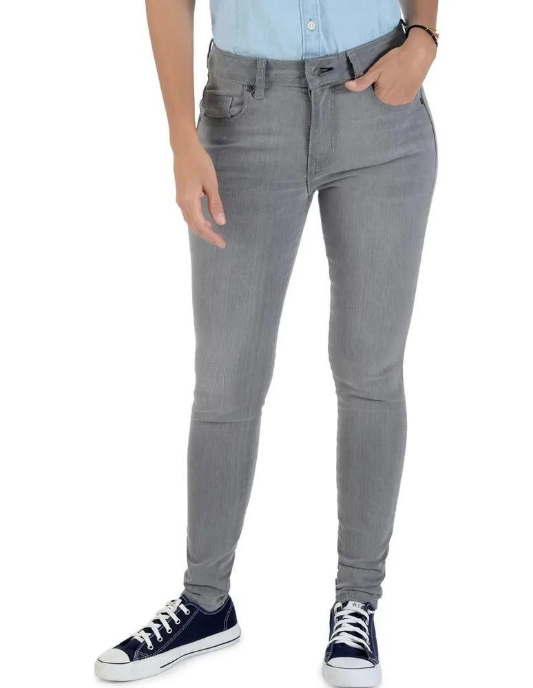 Jeans slim Supply lavado bitono corte cintura para mujer