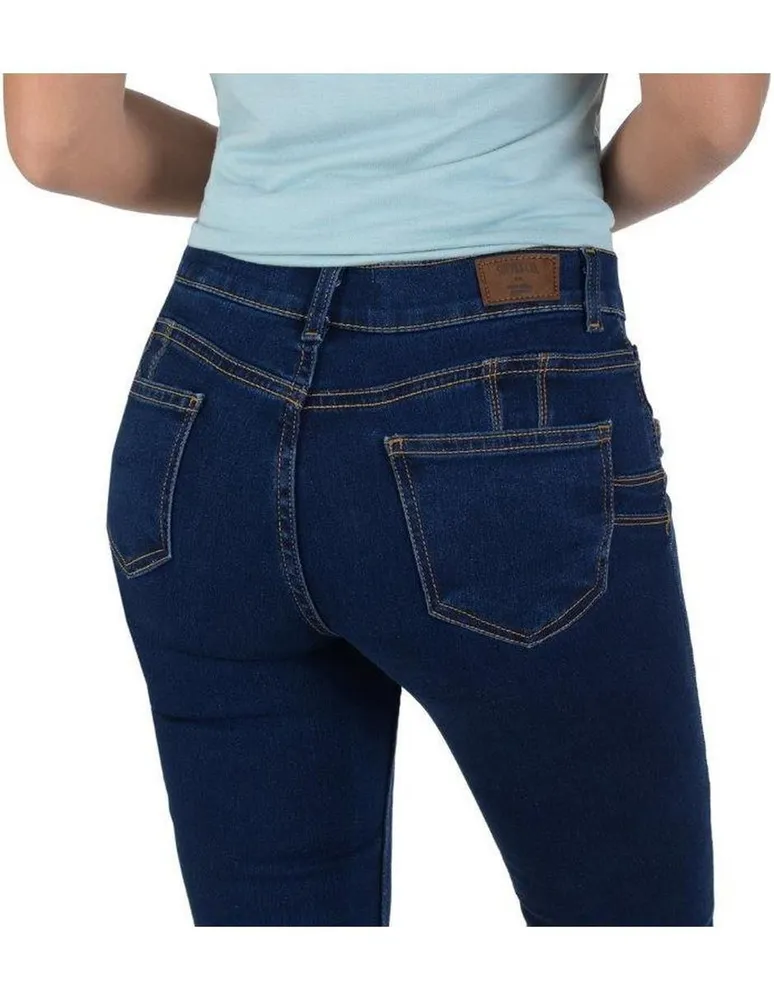 Jeans skinny Supply deslavado corte cintura para mujer