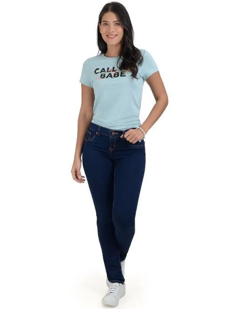 Jeans skinny Supply deslavado corte cintura para mujer