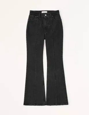 Jeans campana Abercrombie & Fitch ki155-2696-975 lavado obscuro corte cintura alta para mujer