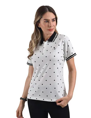 Playera tipo polo Gloria Vanderbilt estampado lunares para mujer