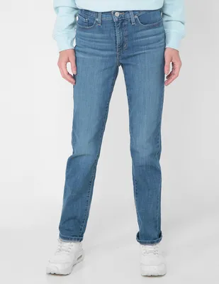Jeans straight Levi's 314 lavado deslavado corte cintura para mujer