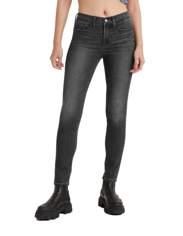 Jeans Mujer levanta pompas Corte skinny Negro Deslavado