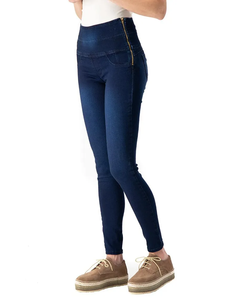 Jeans skinny Ivonne lavado medio corte cintura alta para mujer