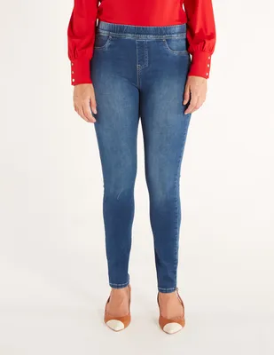 Jeans skinny Julio deslavado corte cintura para mujer