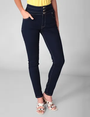 Jeans skinny Julio lavado obscuro corte cintura alta para mujer