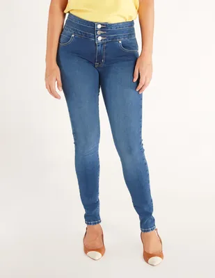 Jeans skinny Julio deslavado corte cintura alta para mujer