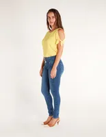 Jeans skinny Julio deslavado corte cintura alta para mujer