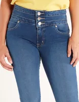 Jeans skinny Julio deslavado corte cintura alta para mujer