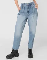 Jeans mom DKNY deslavado corte cintura para mujer