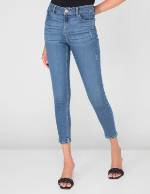 Jeans skinny Julio lavado desgastado corte cintura para mujer