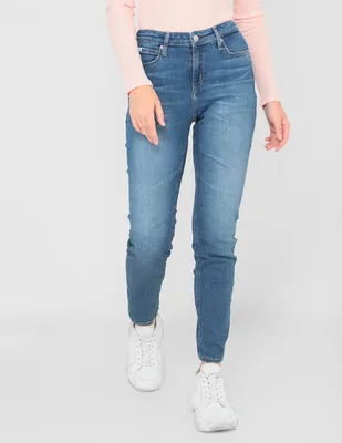 Jeans skinny Calvin Klein deslavado corte cintura para mujer