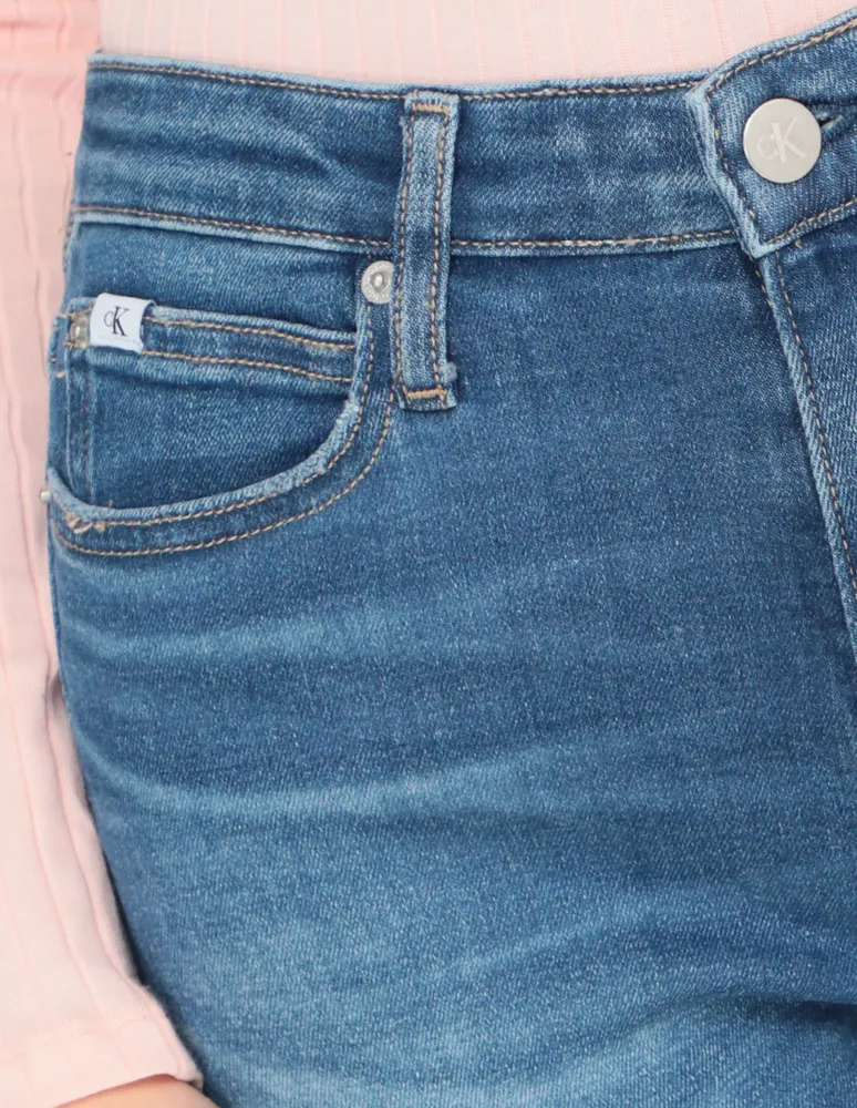 Jeans skinny Calvin Klein deslavado corte cintura para mujer