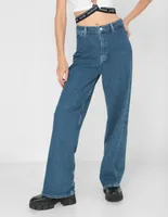 Jeans straight Calvin Klein lavado claro corte cintura alta para mujer