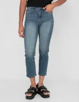 Jeans slim DKNY deslavado corte cintura para mujer