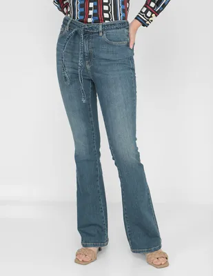 Jeans straight Marella lavado deslavado corte cintura para mujer