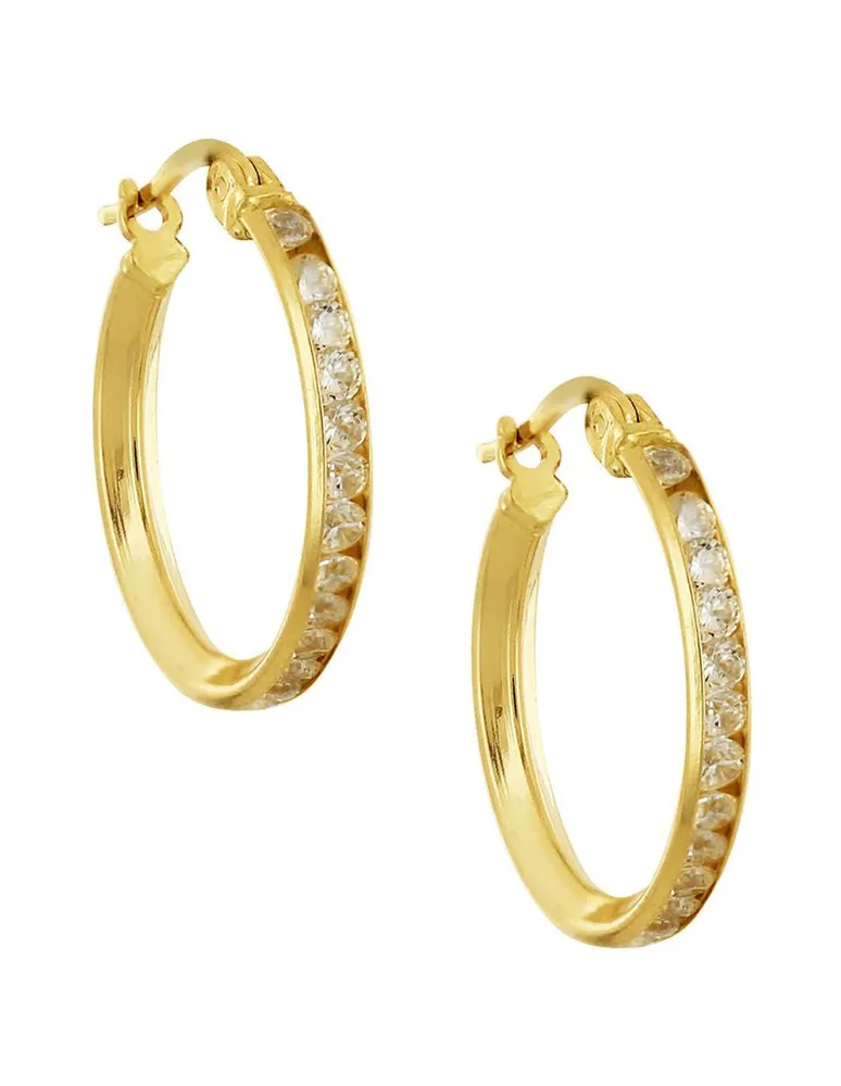 Aretes huggies Centeralia de oro amarillo 14 k diamante