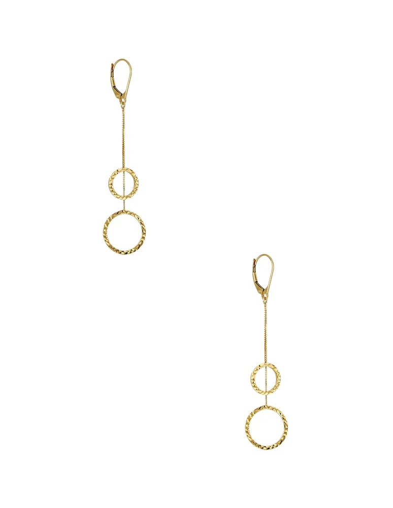 Aretes largos de flor Casal Otoño de oro amarillo 14 k perla