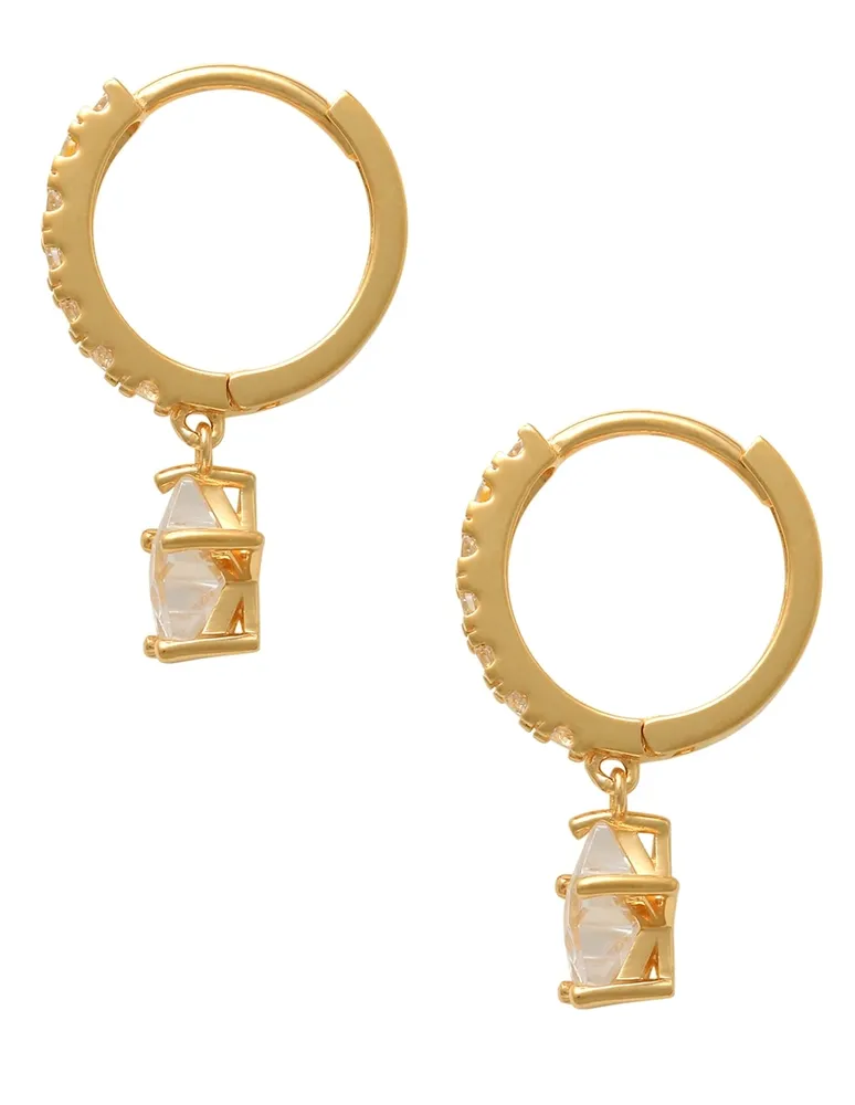 Aretes huggies Centeralia de oro amarillo 14 k diamante