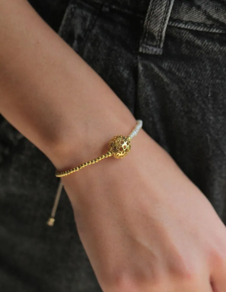 Pulsera Ablime Joyería Perlas con acabado baño de oro