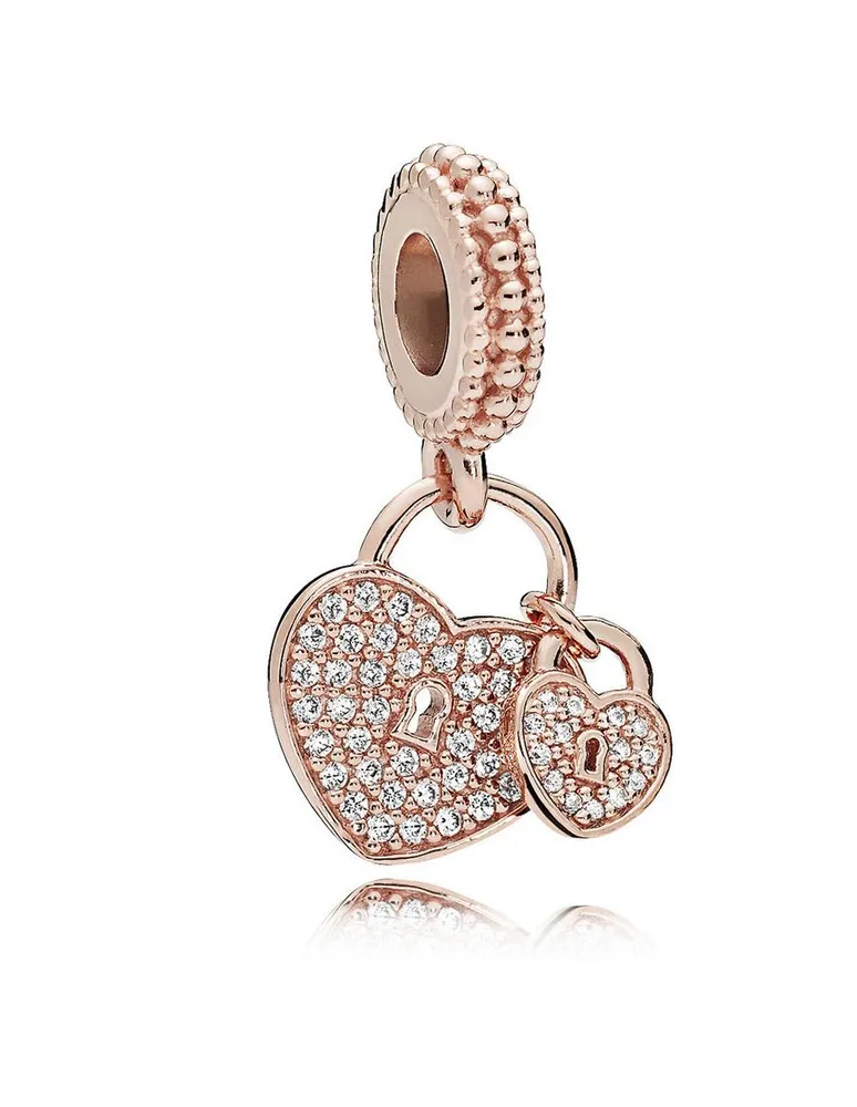 Charm de corazón Pandora oro rosa zirconia cúbica