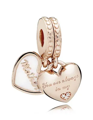 Charm de corazón Pandora de oro rosa zirconia cúbica