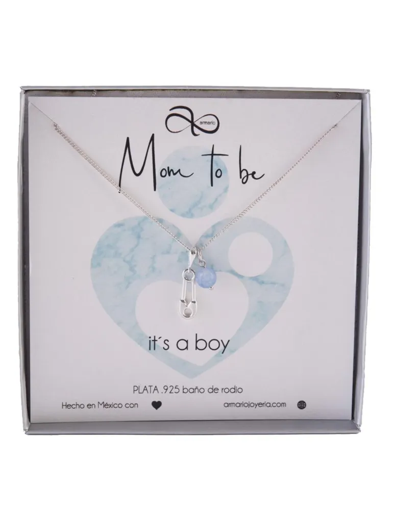 Collar Mom To Be Boy plateado