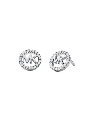 Broqueles de logo Michael Kors Love de plata P925 zirconia cúbica