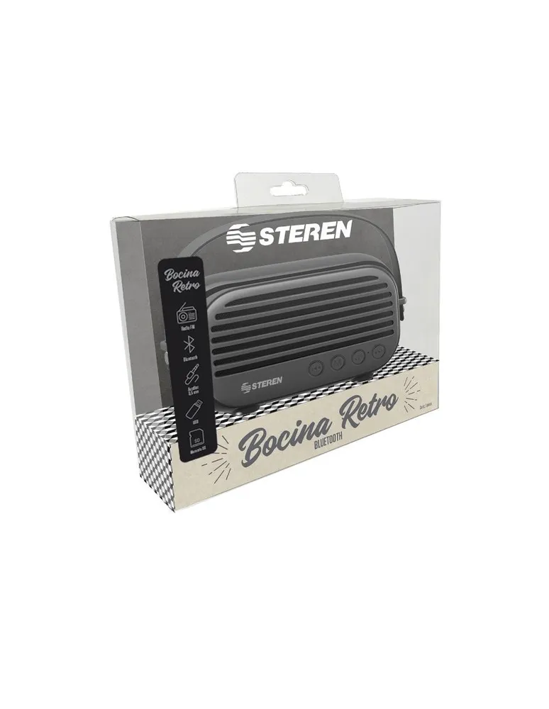 Bocina Retro Steren Bluetooth con Radio FM negra