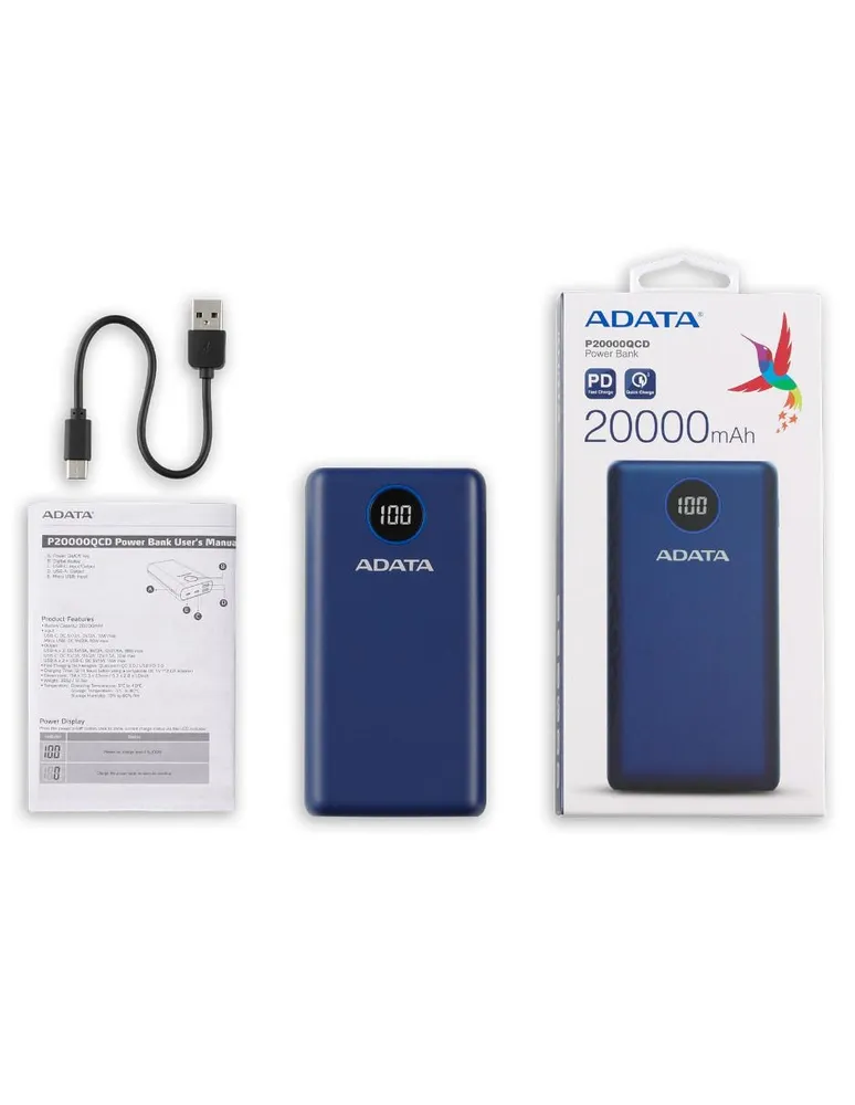 Power Bank 20000 mAh Adata P20000QCD Tipo C AP20000QCD-DGT-CDB