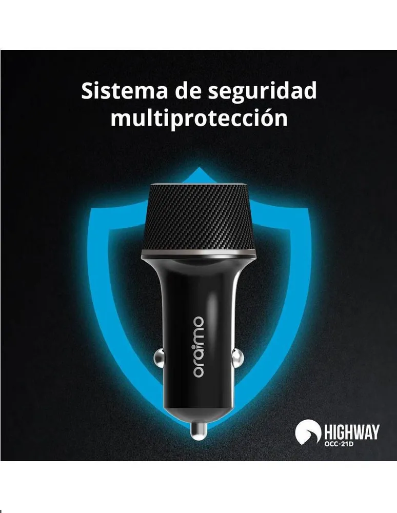 Cargador de Auto Oraimo Highway Pro tipo A 3.1 compatible con iOS y Android