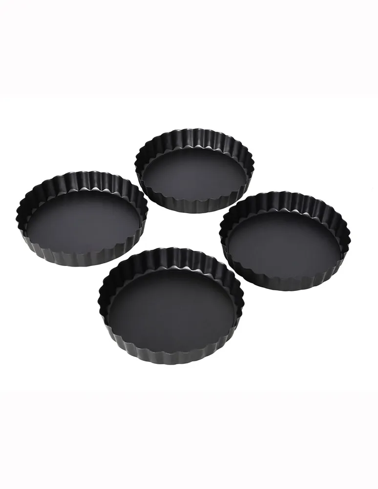 Set de 4 moldes para tarta Dulces Besos aluminio 12 cm gris obscuro